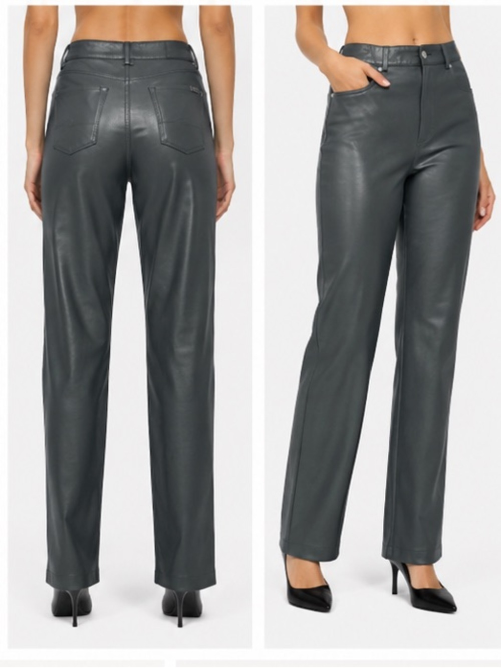 7FORALLMANKIND Dark Slate Green Vegan Leather Pants size Large